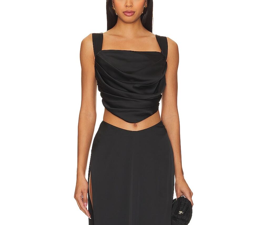 Lovers And Friends Satin Black Rachel Adle Top Size S